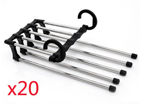5-in-1 stainless steel magic pants hanger for closet organization.