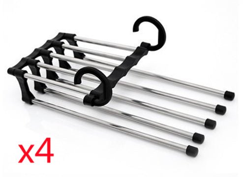 5-in-1 stainless steel magic pants hanger for closet organization.
