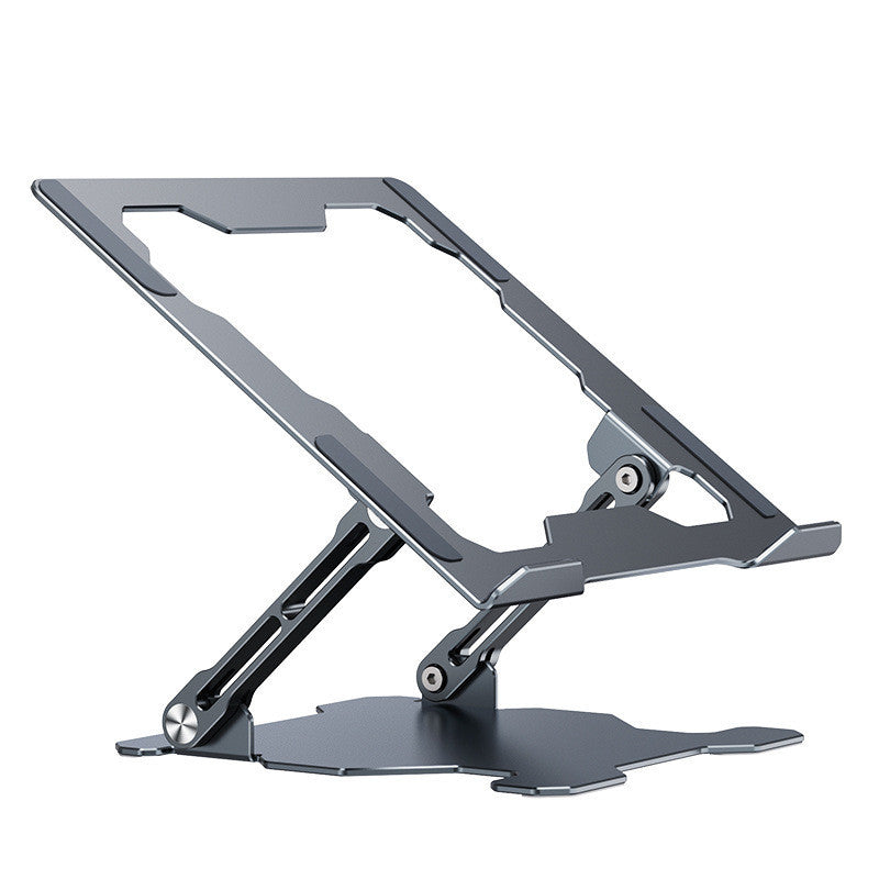 Black adjustable and foldable ergonomic aluminum laptop stand.
