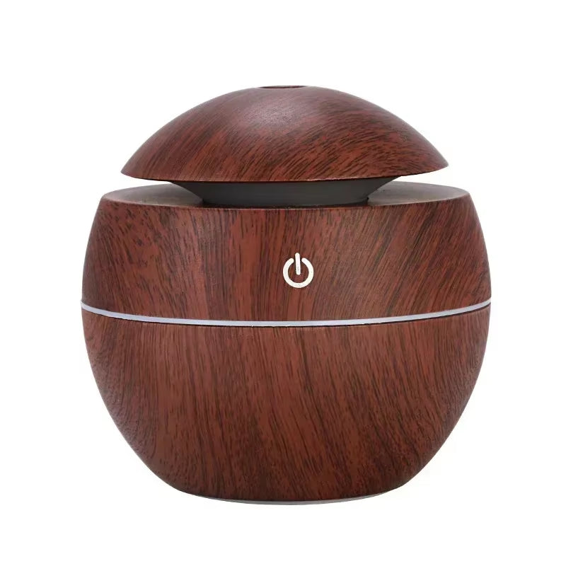 Mini Woodgrain Ultrasonic USB Humidifier and Essential Oil Diffuser Portable Desktop Aromatherapy for Home Office Use