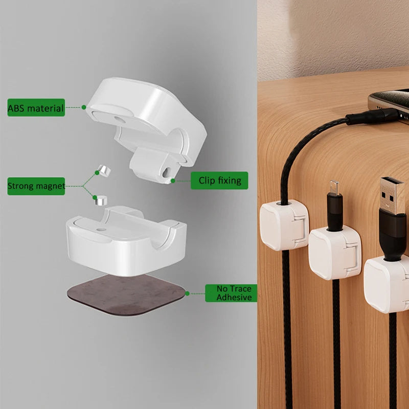 Magnetic Cable Clip: Adjustable Under-Desk Cable Organizer and Holder