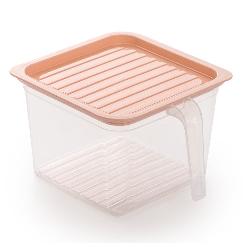 Airtight refrigerator crisper box for fruit and vegetable freshness.