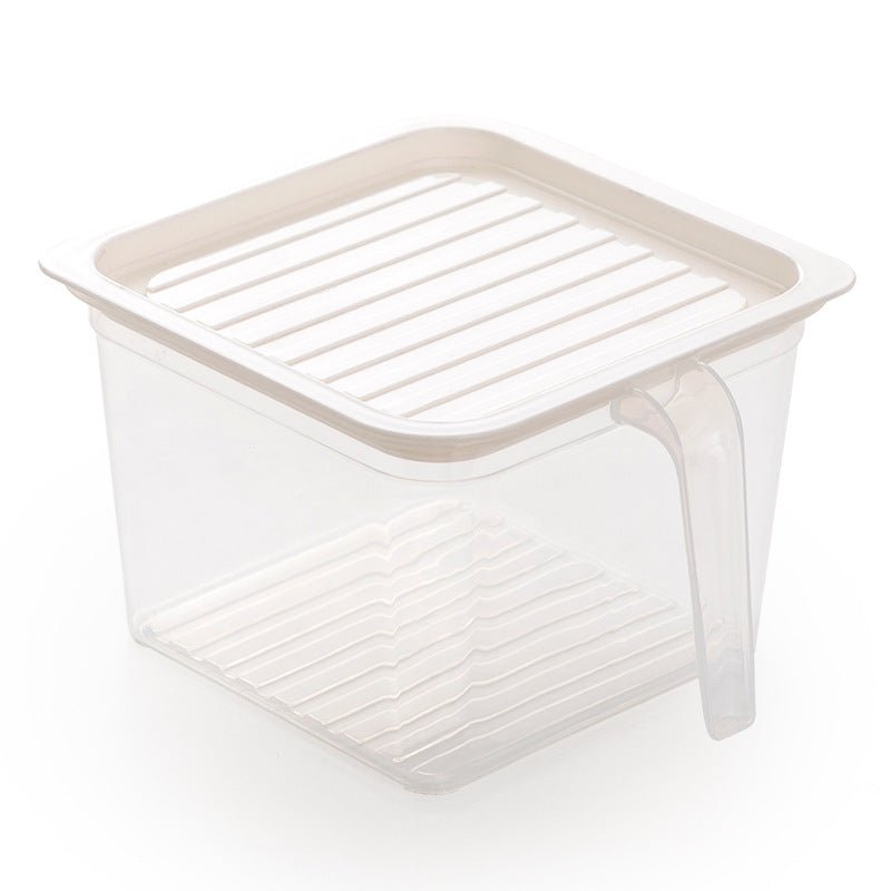 Airtight refrigerator crisper box for fruit and vegetable freshness.