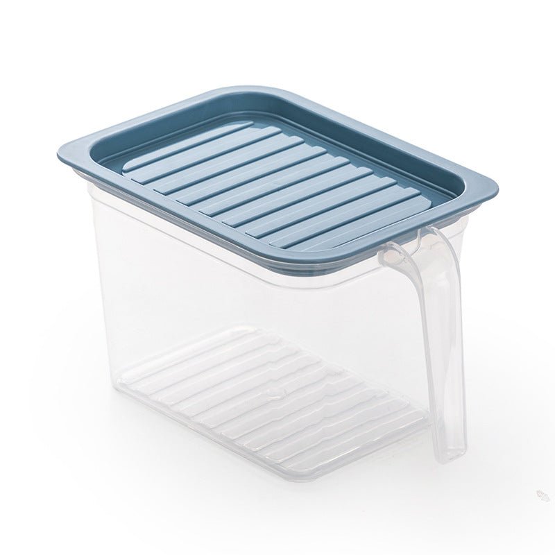 Airtight refrigerator crisper box for fruit and vegetable freshness.