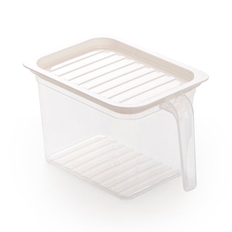 Airtight refrigerator crisper box for fruit and vegetable freshness.