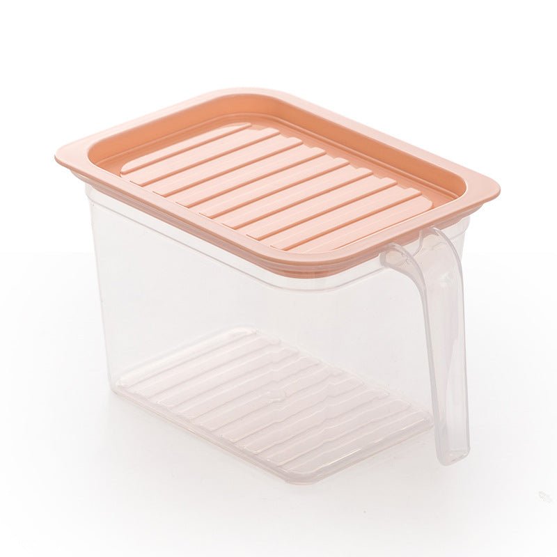 Airtight refrigerator crisper box for fruit and vegetable freshness.