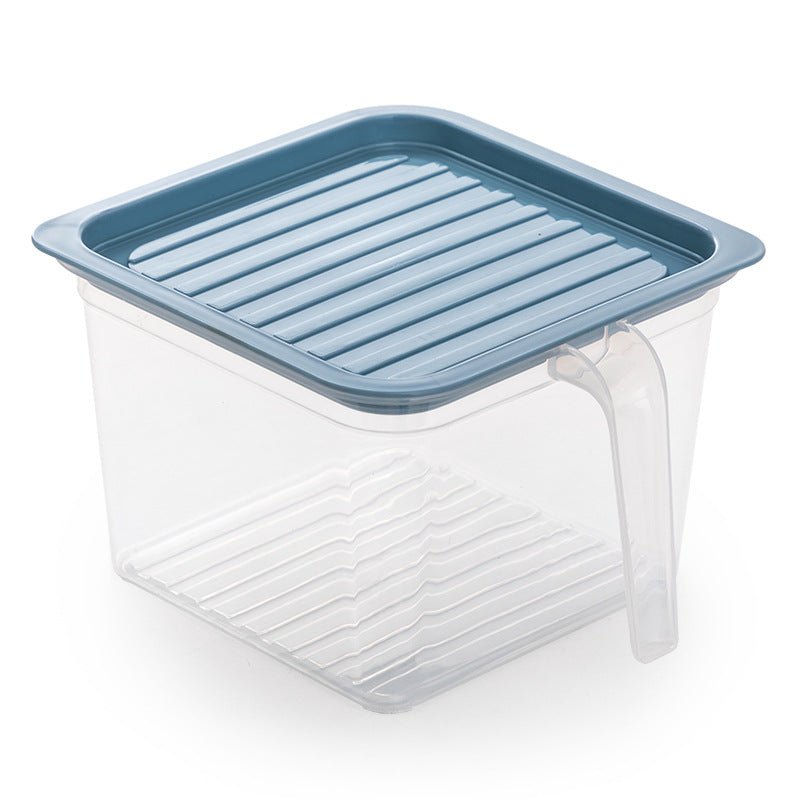 Airtight refrigerator crisper box for fruit and vegetable freshness.