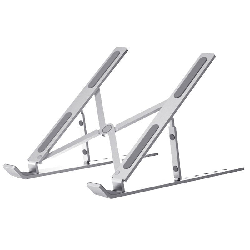 An affordable laptop stand. Its ergonomic design helps your laptop cool down more easily and prevents dust accumulation.