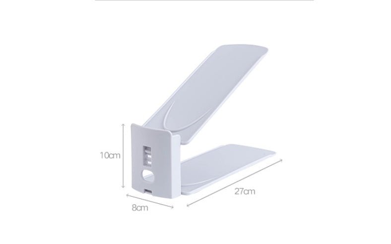 Stackable multi-layer shoe storage rack for entryway organization.