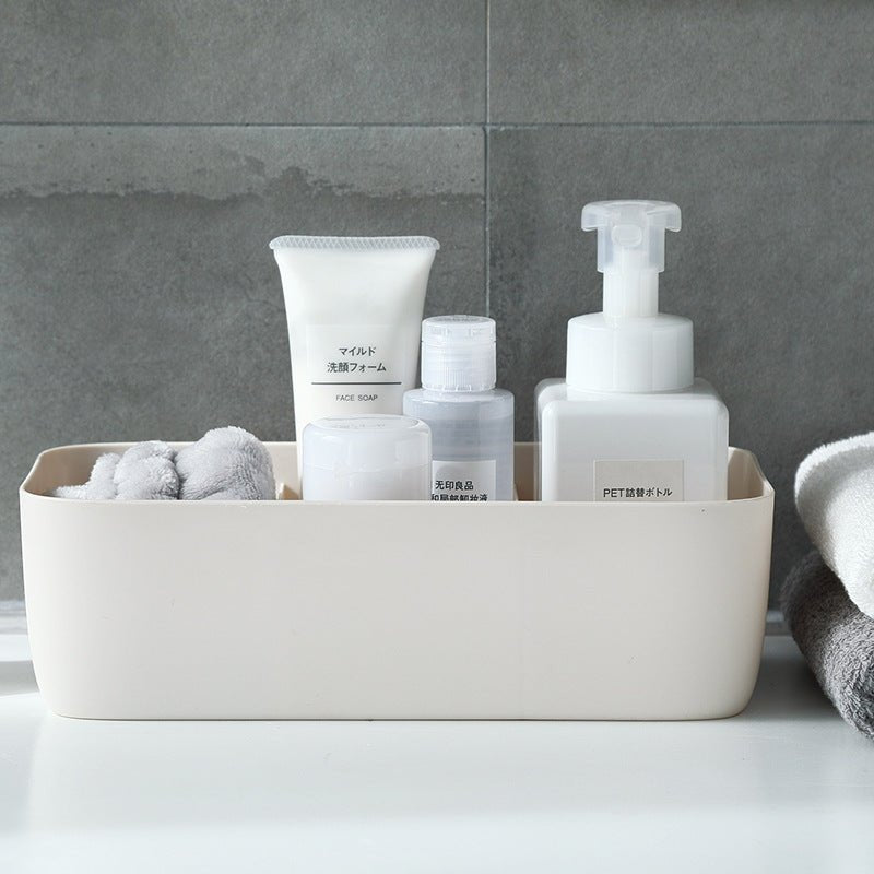 Durable BPA-free plastic storage case for desktop and bathroom.